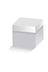 Closed mockup box in white and grey color, closed package mockup box illustration