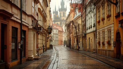 Fototapeta premium A street scene in an historical city