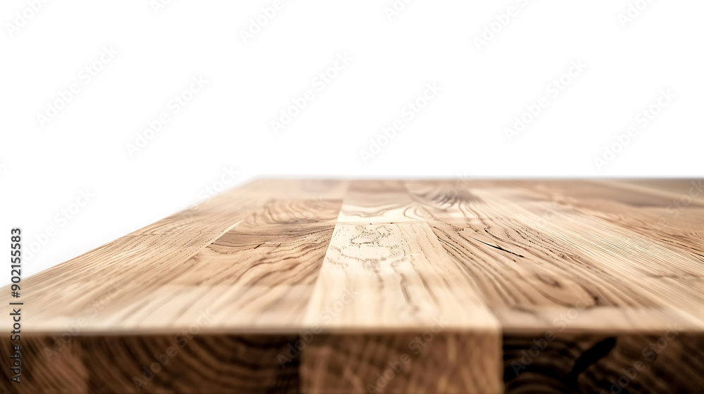 Poster perspective view of wood or wooden table top corner on isolated background including clipping path