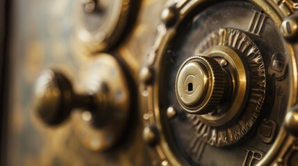 Close-up of a vintage safe lock