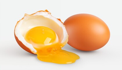 broken boiled egg isolated on white