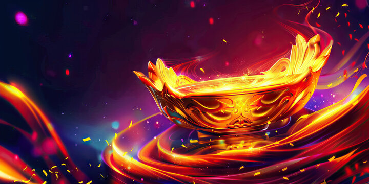 A shimmering gold award, set against a deep purple background, exudes luxury and sophistication, awaiting its worthy recipient