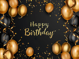 Elegant Birthday Card with Gold and Silver Balloons