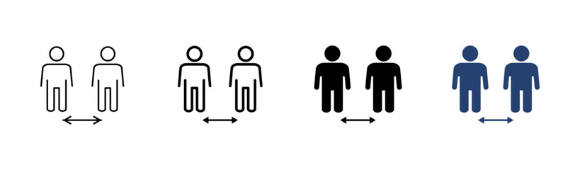 Social distance icon set. social distancing icon. self quarantine sign