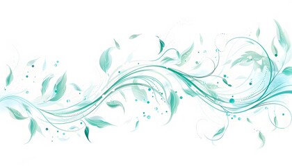 flying green leaf with wind wave illustrations