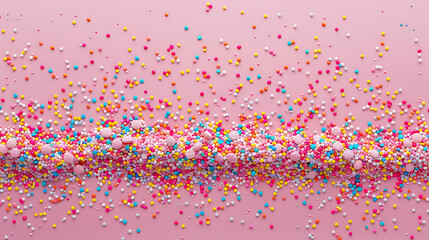 Naklejka premium trendy pattern of colorful sprinkles for background of design banner, poster, flyer, card, postcard, cover, brochure over pink