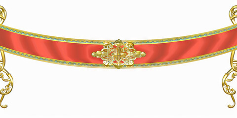 An eye-catching orange ribbon, trimmed in gold, stands out boldly, announcing the importance of a particular occasion