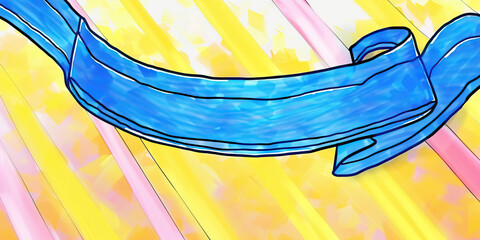 A shimmering blue ribbon sits atop a sleek, modern award, symbolizing excellence and achievement