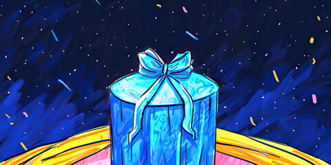 A shimmering blue ribbon sits atop a sleek, modern award, symbolizing excellence and achievement