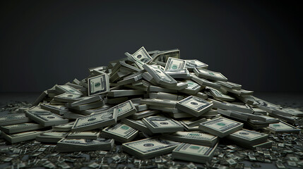 big pile of money american dollar bills without shadow 3d