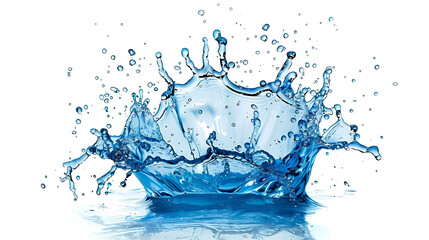 blue water splash isolated on white background