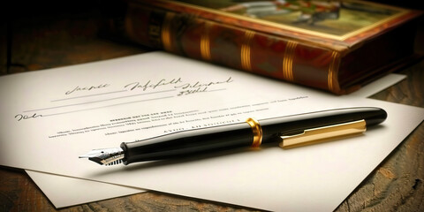 A sleek black pen hovers over a crisp, white award certificate, inviting the reader to fill in their own unique success story