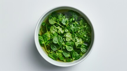 Fresh Watercress in a White Bowl