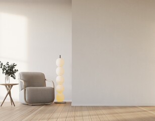 blank wall in livingroom interior background, Scandinavian style, 3D render