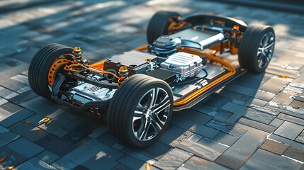 Power supply for hybrid electric car charging battery. Eco car concept.