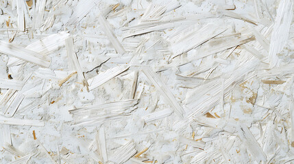 Particle pressed wood panel osb oriented strand board texture background in light white cream grey color