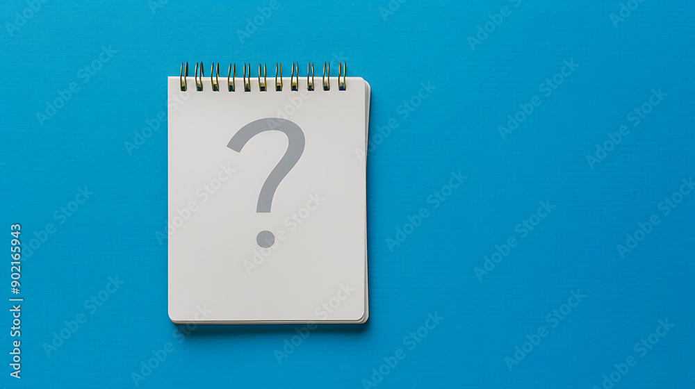 Aufkleber note paper with question mark on panoramic blue background