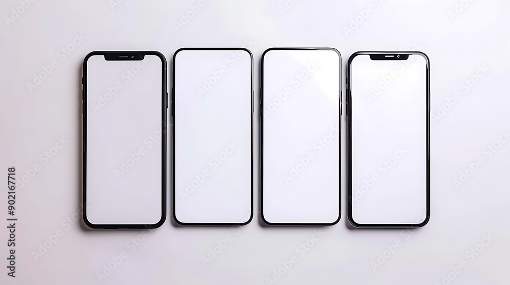 Aufkleber mockup / template. smartphone with blank screens for your design isolated on white background.