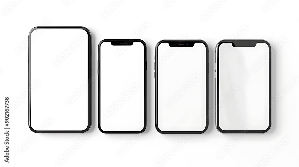 Aufkleber mockup / template. smartphone with blank screens for your design isolated on white background.