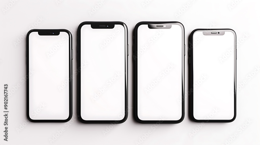 Poster mockup / template. smartphone with blank screens for your design isolated on white background.