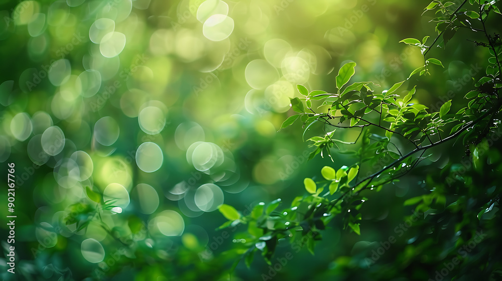 Aufkleber green bokeh background from nature forest out of focus