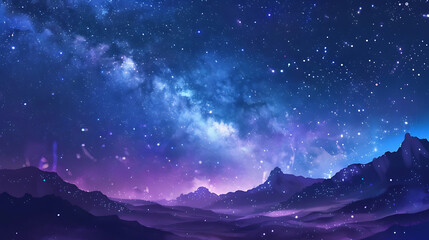 Fototapeta premium Landscape with Milky way galaxy. Night sky with stars.