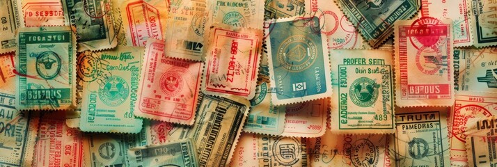 Vintage Stamps Collage: A Collection of Antique Postage Marks