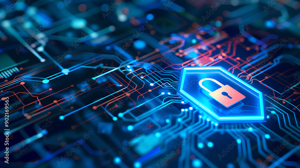 Poster cyber security data protection information privacy antivirus virus defence internet technology conce