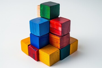 Obraz premium Vibrant Wooden Block Stacked Tower