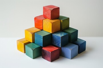 Fototapeta premium Vibrant Stacked Blocks: A Colorful 3D Art Piece