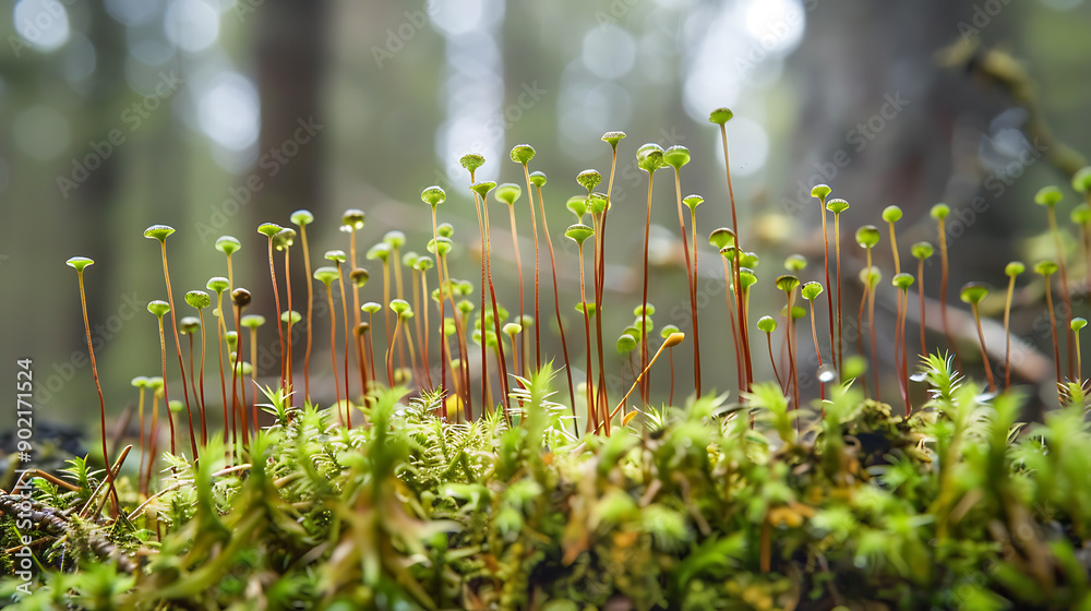 Poster closeup on moss in forest