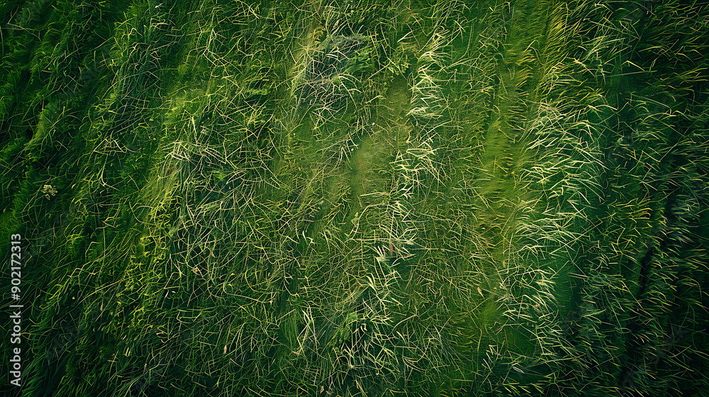 Poster aerial. green grass texture background. top view from drone.