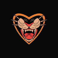 panther tattoo illustration vector design