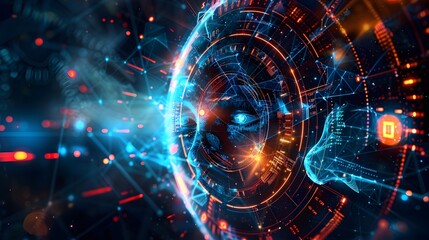Fototapeta premium Abstract holographic light background in futuristic technology style.