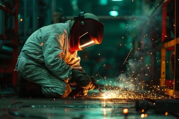 Welder's Sparks in Industrial Setting