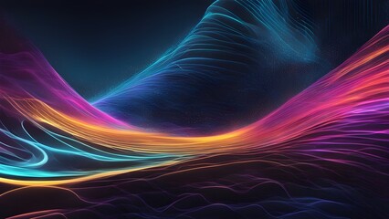 Obraz premium A colorful, abstract landscape with a mountain range in the background