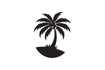 Obraz premium create a coconat tree logo silhouette vector with white background