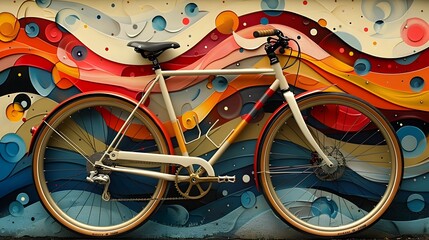 Vibrant and Energetic Pop Art Bicycle with Bold Colorful Patterns in Dynamic Composition