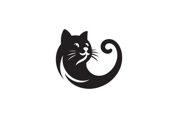 create a cat logo silhouette vector with white background