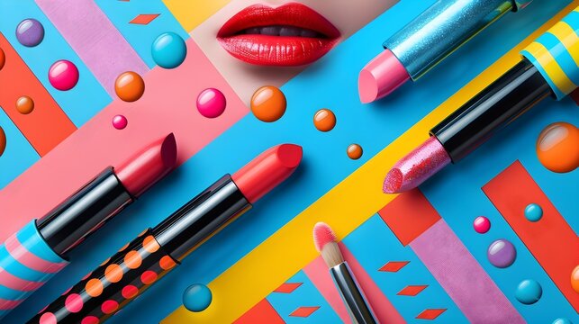 Bold and Vibrant Pop Art Lipstick with Colorful Graphic Packaging - Powered by Adobe