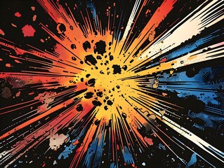 Vibrant Pop Art Comic Book-Inspired Explosion with Dynamic Typography