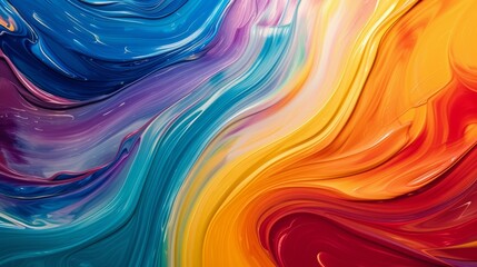 Fototapeta premium Colorful abstract paint swirl, vibrant hues blending together