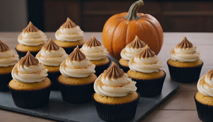 batch of pumpkin cupcakes
