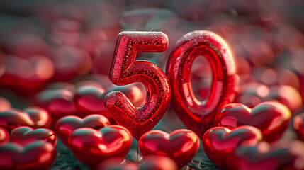 Red Hearts with 50