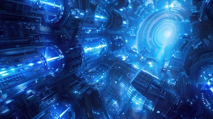 Fototapeta premium Wonderful science fiction wallpaper with blue lights