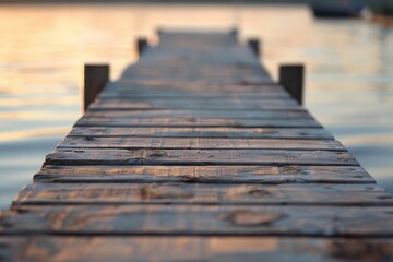 Wooden Pier Leading to Sunset over Calm Waters