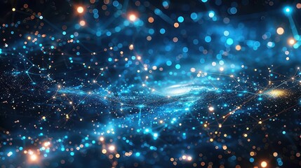 Fototapeta premium API endpoints represented as interconnected stars in a digital galaxy, Technology, Cosmic tech illustration