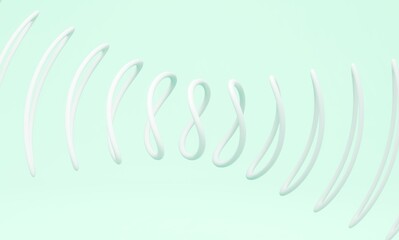 3d swirl circle colored cyan white isolated on cyan white background