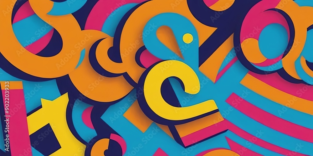 Aufkleber A colorful abstract background with letters and numbers