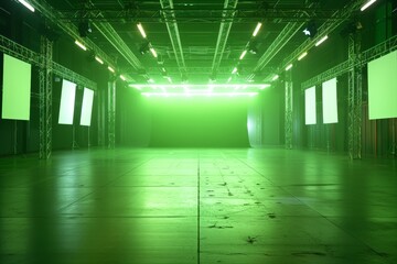 Modern Concert Hall with Green Lighting